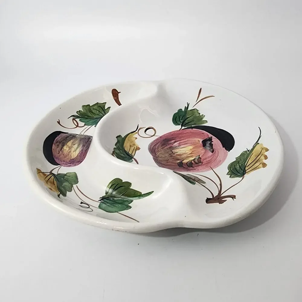 Vintage Italian Ceramic Divided Painted Fruit Plate